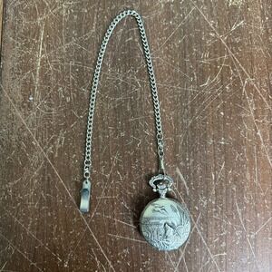 Details Quartz Pewter Ornate Labrador Duck Hunting Pocket‎ Watch